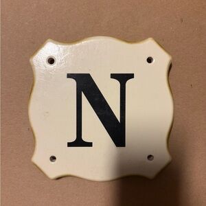 Cream Decorative Wall Plaque with Black Letter